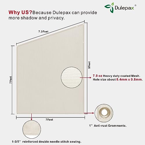 Dulepax RV Awning Side Shade- 9'X7' -Second Generation RV Awning Side Shade Screen Significantly Improves Shadew and Privacy.Universal RV Screen with Complete Kit - color: Beige, size: 7x9 Side Shade