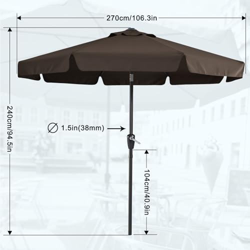 MASTERCANOPY Valance Patio Umbrella for Outdoor Table Market -8 Ribs (9FT, Brown) - color: Brown, size: 9FT
