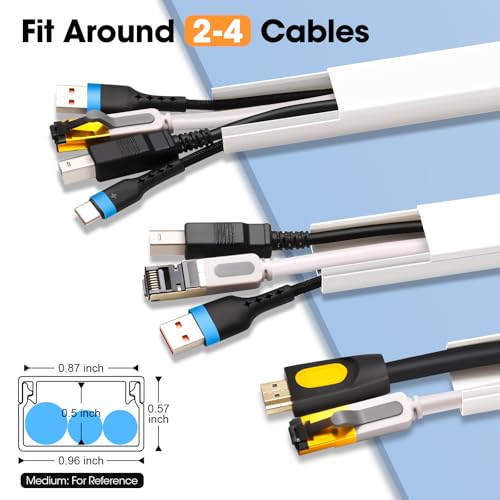 630in Cord Hider Kit, Paintable Cable Raceway, Cord Covers for Wires on Wall, Cord Hider for Wall Mount tv, tv Cable Hider Wall kit, Wire Covers for Cords, 40X L15.7in X W0.96in X H0.57in, White - color: 630in