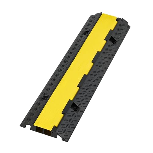 VEVOR Cable Protector Ramp, 22,000 lbs/axle Capacity, 2 Channel Heavy Duty Rubber Cord Hose Wire Cover, 1.3 x 1.2 in Channel, Traffic Speed Bump with Flip-Open Top Cover, for Indoor Outdoor, 1 Pack - style: 2 Channel-1PC