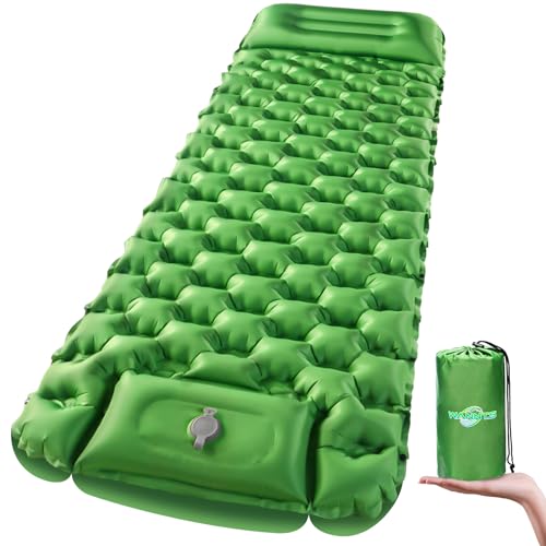 WANNTS Sleeping Pad, Ultralight Inflatable Sleeping Pad for Camping, Built-in Pump, Ultimate for Camping, Hiking - Airpad, Carry Bag, Repair Kit - Compact & Lightweight Camping Pad(Green) - color: Green