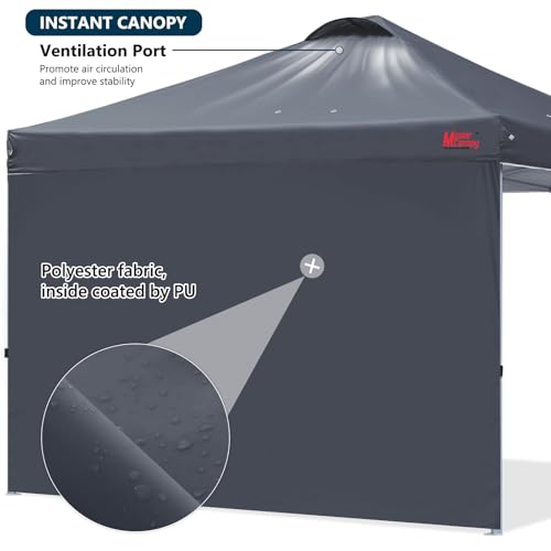 MASTERCANOPY Durable Pop-up Canopy Tent with 1 Sidewall (8'x8',Dark Grey) - color: Dark Gray, size: 8x8