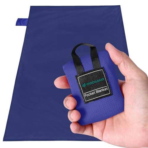 Odoland Beach Picnic Blanket, 43.3" x 27.5" SandProof Waterproof Outdoor Pocket Blanket with Portable Bag, Foldable Lightweight Sand Free Beach Mat for 1 People Hiking, Camping, Travel, Blue - color: Blue, size: 27.5" x 43.3"(1 People)