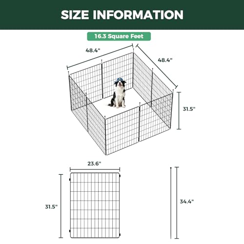 FXW MiniPaws Unleashed Dog Playpen, Expandable & Portable Design for Yard, RV Camping and Indoor Use, for Small and Medium Dogs, 32-inch 8 Panels - size: 32"H