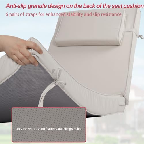 Chaise Lounge Cushions Outdoor 72x21x4 Inch, Patio Lounger Chair Cushion with Removable Cover, Fade Resistant Replacement Pad for Outdoor Furniture (Beige, 72x21x4 inch) - color: Beige
