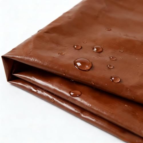 Heavy Duty Waterproof Tarp, Brown/Silver Multipurpose Poly Cover with Grommets, 50x50 Feet, 10 Mil Thickness, All-Season Outdoor Protection