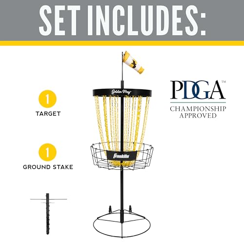 Franklin Sports Disc Golf Baskets - Portable Disc Golf Target with Chains Included - Disc Golf Basket Stand Equipment for Hole + Course Creation - style: Championship Steel Chain