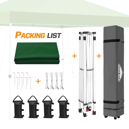 EAGLE PEAK Pop Up Canopy Tent with Wheeled Carry Bag, 8 Stakes, 4 Ropes, 4 Weight Bags, Easy Set Up Tent Canopy, 10x10 ft, 100sqft of Shade, Green - color: Green, size: 10x10