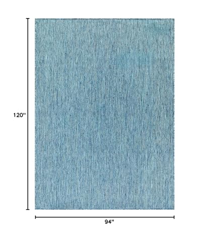 Beverly Rug Indoor Outdoor Rug 8x10, Washable Outside Carpet for Patio, Deck, Porch, Solid Modern Area Rug, Water Resistant, Aqua Blue - color: Solid - Aqua Blue, size: 8' x 10' (Rectangular)