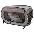 SportPet Designs Large Pop Open Kennel, Portable Cat Cage Kennel, Waterproof Pet bed, Carrier Collection - color: Tan