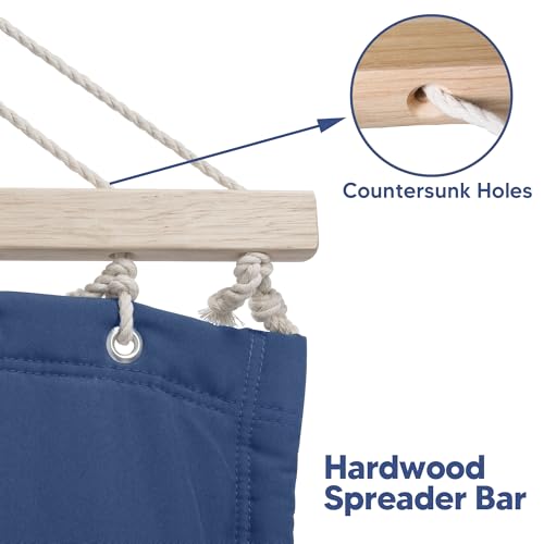 SUNCREAT Hammocks for Outside with Stand, Sunshade, Porch Hammock and Stand, 475 lbs Capacity, Patent Pending, Navy - color: Navy