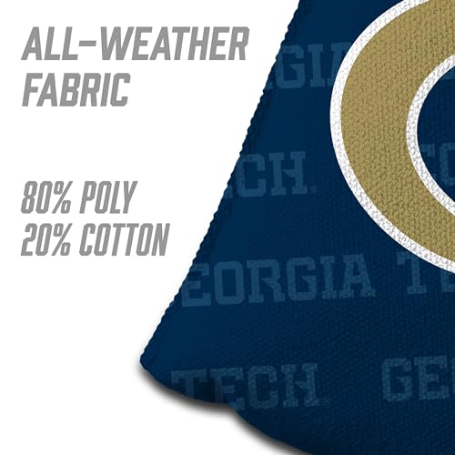 YouTheFan Officially-Licensed NCAA Set of 4 Cornhole Bags - All Weather Regulation 6” x 6” Size - 16oz Weight - Designed in USA - color: Georgia Tech Yellow Jackets - Blue