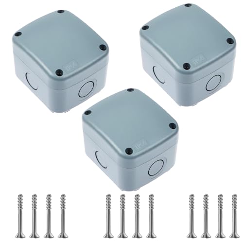 Small IP66 Weatherproof Enclosure in Grey,Nineleaf Outdoor Electrical Box 3 1/4" X2 3/4" X2 1/4",ABS Plastic Junction Box Indoor/Outdoor,3PK - color: 3PK, size: 86x74x62mm