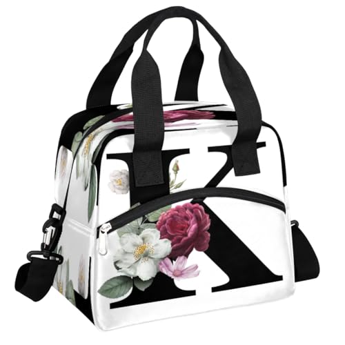 Letter K Insulated Lunch Bag for Women Men Reusable Waterproof Lunch Box Cooler Tote Bag One shoulder portable meal bag Portable Adult Lunchbox for Work Picnic Hiking Beach - color: Letter K