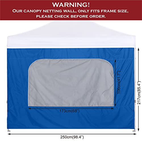 COOSHADE Instant SunWall 8x8 SideWall for Pop up Canopy Tent, 1 Pack Sidewall with Mesh Window Only, Blue - color: Blue, size: 8x8-Net Window