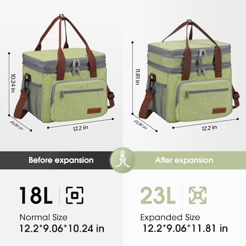 Maelstrom Lunch Box, 23L Insulated Lunch Bag, Expandable Double Deck Cooler Bag, Lightweight Leakproof Tote Bag With Side Tissue Pocket, Suit For Men and Women (C. Green) - color: C. Green