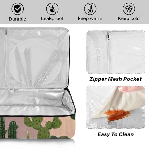 Casserole Carriers for Hot or Cold Food Reusable Casserole Dish Carrier Insulated Thermal Large Capacity Durable Perfect for Party Camping Family Gatherings Yellow Fish - color: Boho Cactus Mountains and Sun