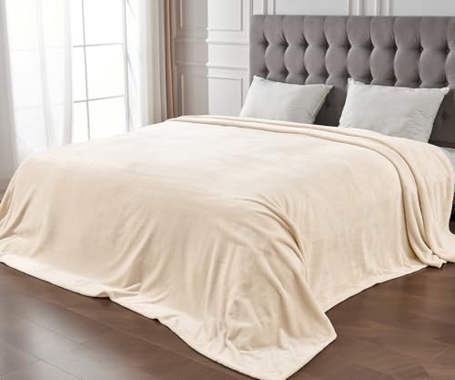 Edenleaf Big Oversized Soft Blanket, Giant Fleece Companion 120x120, California King Warm Blanket for Whole Family, Bed, Sofa, Couch, Travel, Camping 120x120 Cream - color: V-cream