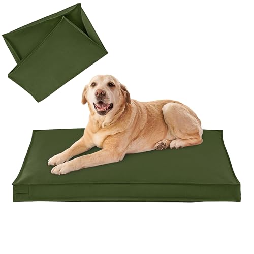 Dog Bed Covers Replacement Washable, Waterproof Dog Bed Cover with Zipper, 44Lx32Wx3H inch Durable Oxford Pet Bed Cover for Outdoor/Indoor Use, Cover Only, Army Green - color: Army Green, size: 44*32*3 inch