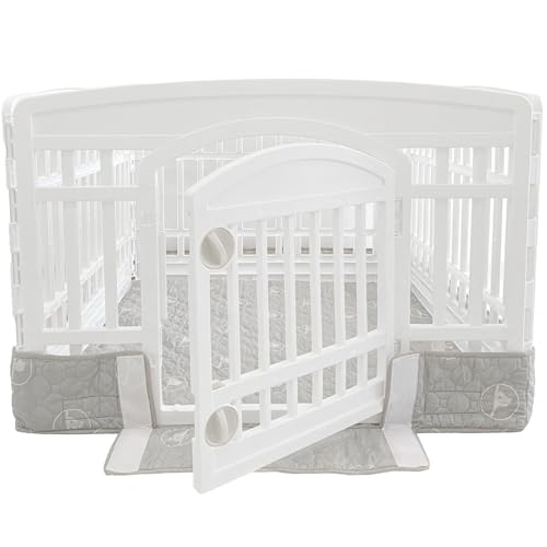 PJYuCien Dog Playpen Bottom Pad Fits for 36 Inch 4 Panels Exercise Pet Pen, Using as a Fence Stabilization and Puppy Pen Mat, Hoop and Loop Design, Grey (Playpen Not Included) - style: Grey Bottom, 36"Width, Grey ( Adhesive Tape Connections )