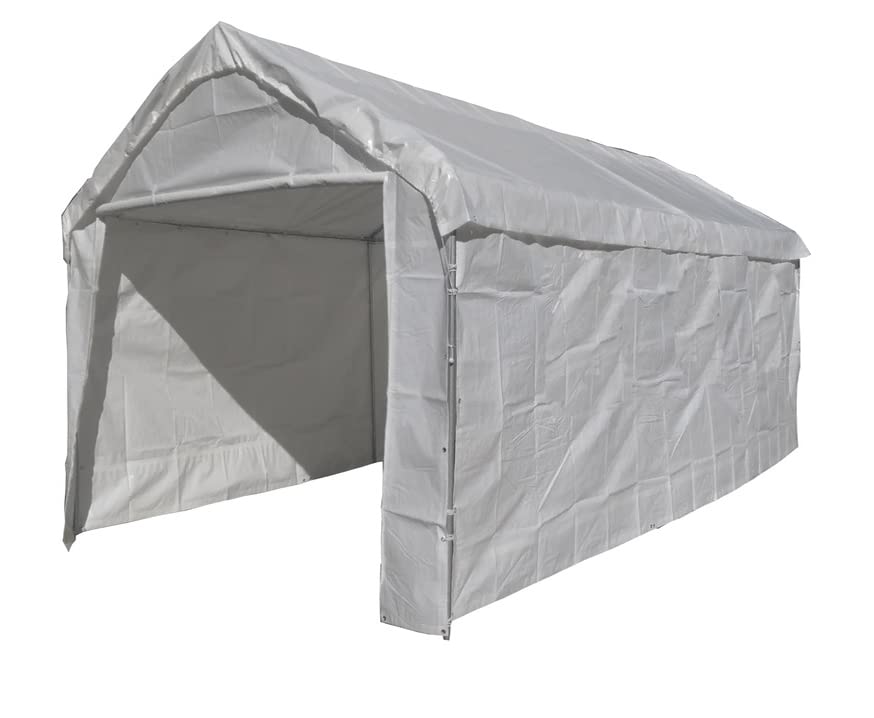 10X20 Canopy Tarp Set (5pc) Paneling and Top Set Valanced Tarp Kit Carport (White) - color: White