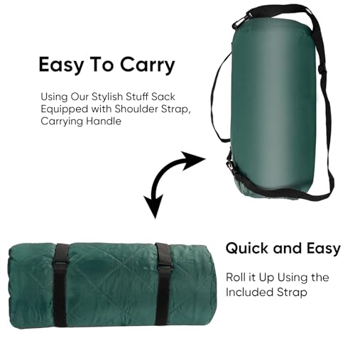 Northroad Waterproof Outdoor Blanket w/Fleece Lining, Large Windproof Camping Blankets for Cold Weather, Light Weight and Warm for Stadium, Hiking, Dog, Picnic, Washable, 67”X 87” (Green, 1PCS) - color: Fleece Green-250 Gsm, size: 87"x 67"