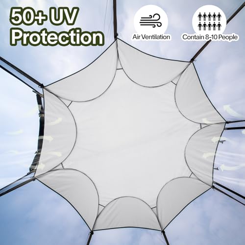 Alvantor 12'x12' Pop Up Screen House Tent, Instant Outdoor Gazebo with Mosquito Netting & UPF 50+ Sun Protection, Portable Canopy Shelter for Patio, Backyard, Camping (8-10 Person),Grey - color: Gray, size: 12'x12'