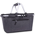 Picnic Basket, SIYUAN Collapsible Market Basket Insulted Cooler with Handles 27L Large Farmers Grocery Basket with Lid Portable Tote Bag, Black - color: Black