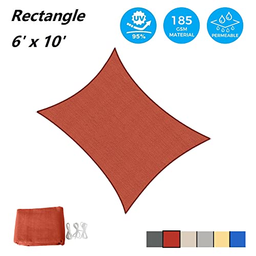 AsterOutdoor Sun Shade Sail Rectangle 6' x 10' UV Block Canopy for Patio Backyard Lawn Garden Outdoor Activities, Terra - color: Terra, size: 6' x 10'