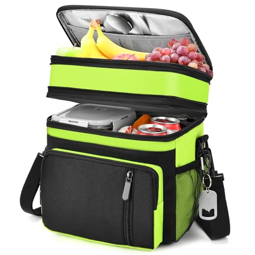Lunch Box & Lunch Bag for Men Women, Large Insulated Adult Lunch Box, Leakproof Cooler Lunchbox with Bottle Opener for Work Picnic Beach, 16L, Neon Green - color: Lime Green