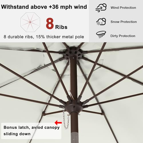 ABCCANOPY 10ft Scalloped Patio Umbrella, Outdoor Table Umbrella with Tilt and Crank, Fiberglass Ribs Deck Umbrella for Patio, Pool, Garden, Picnic (Light Beige) - color: Light Beige, size: 10ft