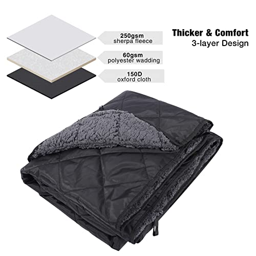 REDCAMP Waterproof Stadium Blanket with Sherpa Lining, Cold Weather Car Blanket Windproof for Outdoor Camping, Machine Washable (50"x 59") - color: 50"x 59" Black