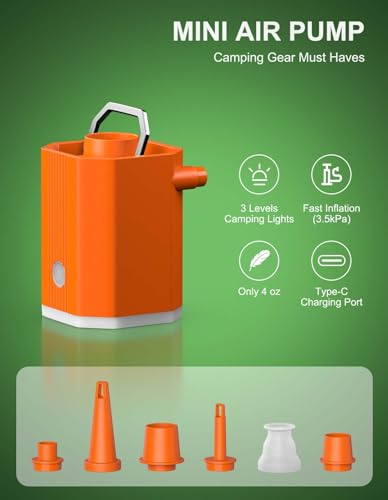 Portable Air Pump, 1600mh Battery Capacity with USB Cable, Rechargeable, for Inflating Pool Floats, Toys, Outdoor Air Beds, Vacuum Storage Bags, and Also Supports Deflation.