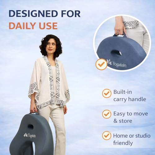 Ergonomic Meditation Cushion with Foot Rest & Carry Strap – Large Floor Cushion for Adults – Meditation Seat & Yoga Cushion for Mindfulness, Sound Healing & Reiki - color: Blue