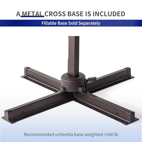 JZAC & QZYD 9x12 FT Outdoor Cantilever Patio Umbrella with LED Lights, Large Heavy Duty 2-Tier Aluminum Offset Umbrellas with 360-Degree Rotation for Pool Deck, Navy - color: Navy, size: 9'×12'
