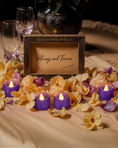 Homemory Purple Tea Lights Candles Battery Operated, 200+Hour Flameless Flickering Fake Electric LED Colored Tealights Candles for Party, Wedding, Halloween, Mardi Gras, Holiday Decor, 12-Pack - color: Purple, size: Pack of 12