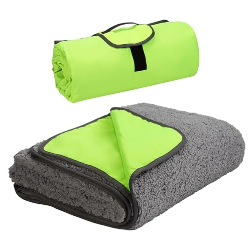 Tirrinia Large Waterproof Outdoor Blanket, Soft Warm Windproof Stadium Blanket with Sherpa Fleece and Foldable for Outdoor Sport, Baseball, Football, Beach, Concerts, Car - color: Yellow Grey, size: 59" X 79"