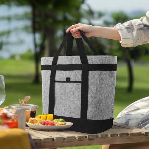 Insulated Reusable Tote Bag for Grocery Shopping for Women, Insulated Pizza/Food Delivery Bag to Keep Food Cold/Hot, Waterproof PRO, Grey, 1PK - color: Grey, size: Waterproof PRO