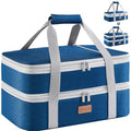 Lifewit Insulated Double Decker Casserole Carrier, Expandable Lasagna Lugger Tote Bag for Hot or Cold Food, Fits 9" x 13" Baking Dish for Potluck Parties, Picnic and Cookouts, Pure Blue - color: Pure Blue