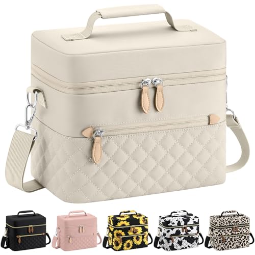 Tenot Insulated Lunch Box for Women Reusable, Leak Proof Cooler Lunch Bag Women for Work Stylish Quilted Lunch Tote Bag for Adult Picnic Travel Hiking Beige - color: Beige