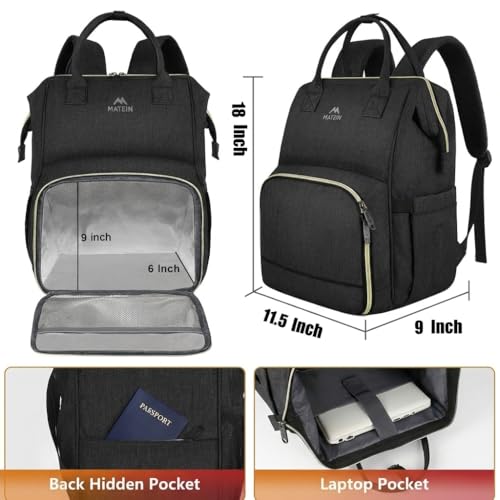 MATEIN Lunch Backpack for Women, Insulated Cooler Backpack Lunch Bag for Men, 15.6 Inch Leakproof Laptop College Tote Work Bag Teacher Nurse Picnic Office Commuter Travel, Black - color: Deep Black, size: 15.6inch