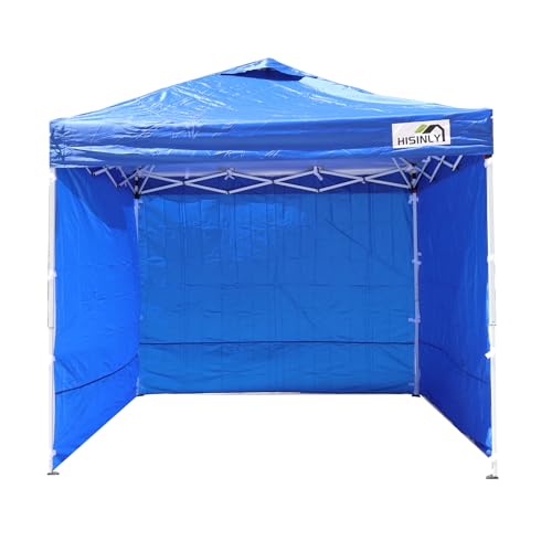 8x8 Pop Up Canopy Tent, Waterproof 210D Oxford, 3 Removable Sidewalls, Vented Roof, Wind-Resistant Steel Frame, UPF 50+, Wheeled Bag, 1-Person Instant Setup, Fits 3-5 People – Blue - color: Blue