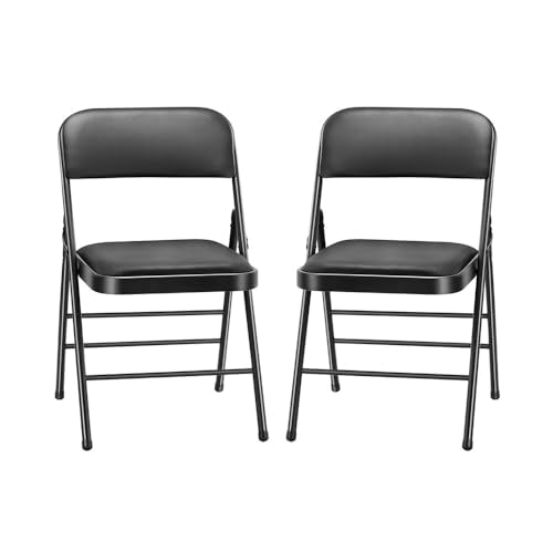 Combo 8FT Folding Table with 2-Pack Folding Chairs Indoor Outdoor Heavy Duty Portable Folding Plastic Dining Table w/Handle, Lock for Picnic, Party, Camping - White (8ft) - size: 8 ft + 2 Set Folding Chair Vinyl Black