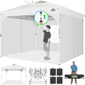 COBIZI 10x10 Pop up Canopy, Canopy Tent for Party with One Push Central Button Air Vent, Event Shelter with Sidewalls and Reflective Strip (White) - color: White, size: 10x10ft With 3 Sidewalls