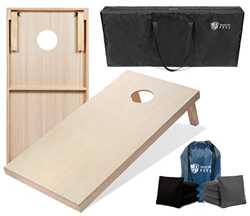 Tailgating Pros Cornhole Boards - 4'x2' & 3'x2' Cornhole Game w/Carrying Case & Set of 8 Corn Hole Bags - 150+ Color Combos! Optional LED Lights - color: Black / Charcoal, size: 4'x2' Boards