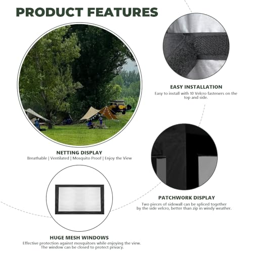 Mesh Sidewall for 10x10 Pop Up Canopy - Straight Leg, Commercial Grade Black Mesh Walls with Windows, 1 Pack Canopy Sidewall Only - color: Black-Window