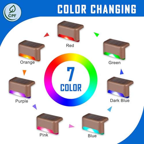 SOLPEX Color Changing Solar Deck Lights, 16 Pack Waterproof LED Lights for Decks,Stairs,Fences,Yards and Patios - color: Color Changing, size: 16