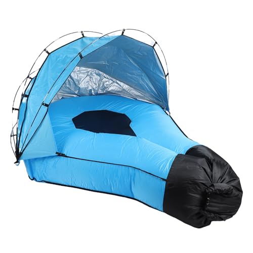 Inflatable Lounger Air Sofa with Detachable Sunshade, Blow Up Beach Bed Tanning Outdoor Couch Chair for Beach, Lake, Camping, Music Festival