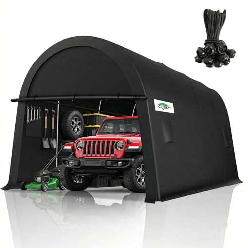 COBIZI Carport Canopy 12x20 Heavy Duty Portable Garage, All-Season Portable Car Ports & Outdoor Storage Shed, Galvanized Frame Vehicle Shelter with Removable Doors and Vents - color: Dark Gray, size: 12'x20'