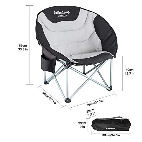 KingCamp Moon Saucer Leisure Heavy Duty Steel Camping Chair Padded Seat - color: Black/Grey